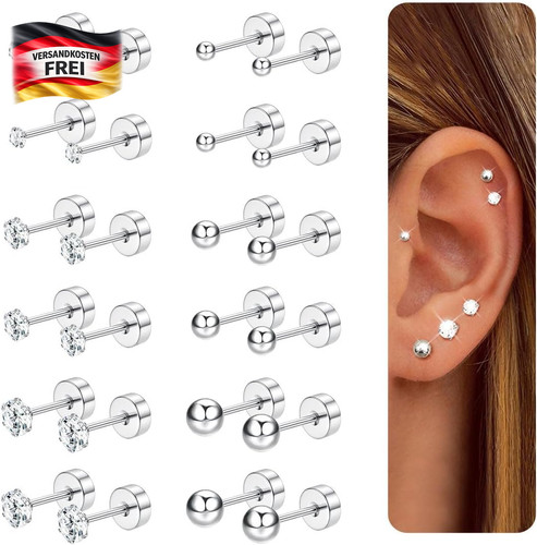 Edelstahl ohrstecker set - edelstahl,