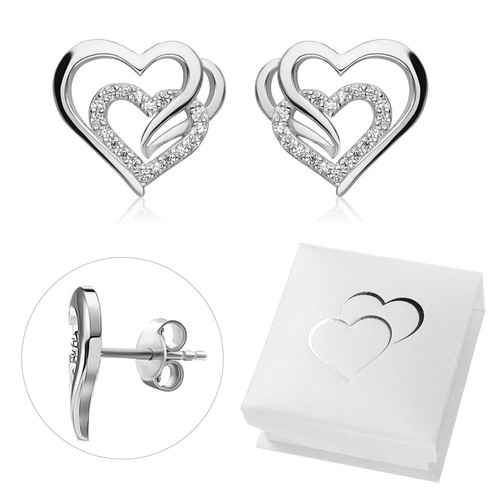 Damen ohrringe 925 silber - silber, herz