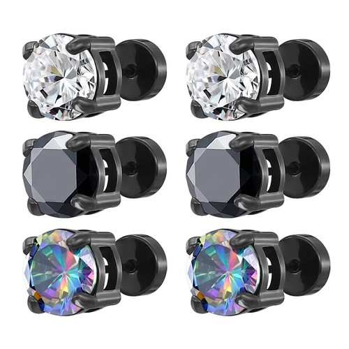 Schwarze edelstahl ohrstecker - schwarze,