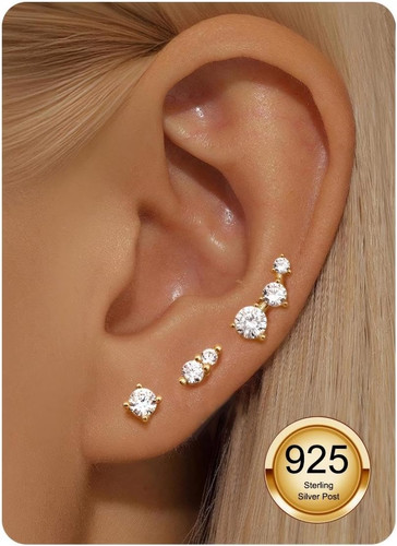 Paare flache ohrringe 925 - flache,
